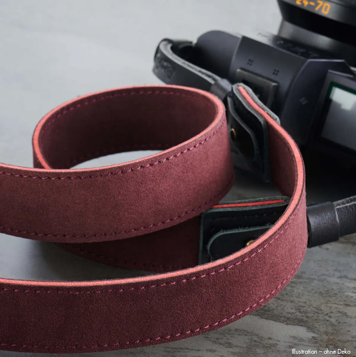 Rock n Roll Camera Straps And Bags Kameragurte | Alcantara Kamera Schultergurt für Z.b. Leica Sl3 von | Dunkelrot | 125cm