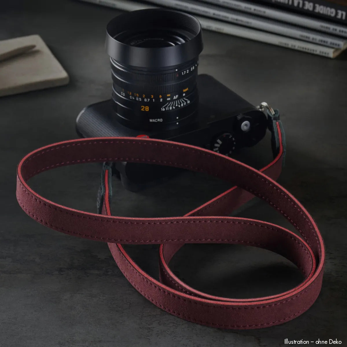 Rock n Roll Camera Straps And Bags Kameragurte | Alcantara Kamera Schultergurt von | Dunkelrot | für Z.b. Leica Q2 | 125cm