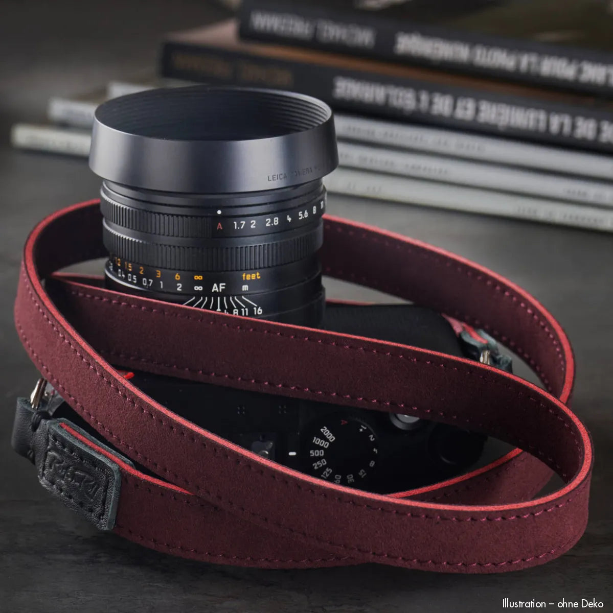Rock n Roll Camera Straps And Bags Kameragurte | Alcantara Kamera Schultergurt von | Dunkelrot | für Z.b. Leica Q2 | 125cm
