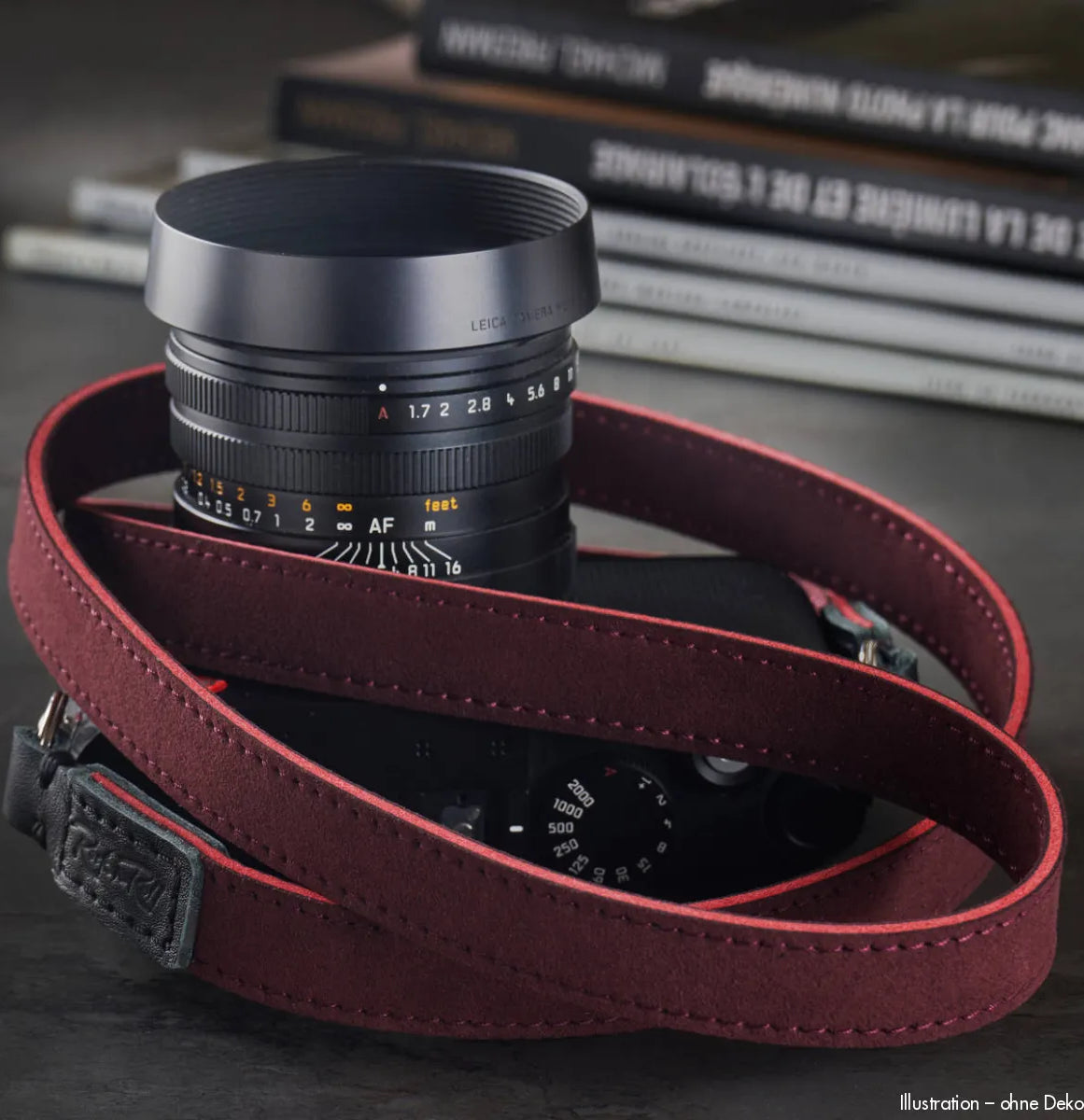 Rock n Roll Camera Straps And Bags Kameragurte | Alcantara Kamera Schultergurt von | Dunkelrot | für Z.b. Leica Q2 | 125cm