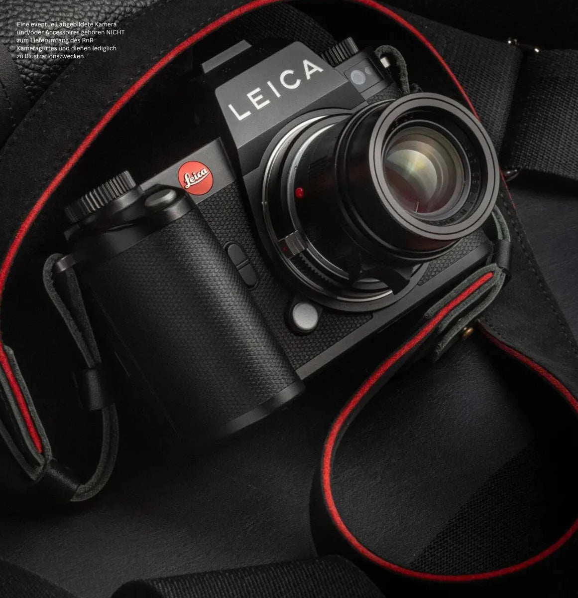 Rock n Roll Camera Straps And Bags Kameragurte | Alcantara Kameragurt für Leica Sl Sl2 s | Schwarz Rot | Rock n Roll | 100cm