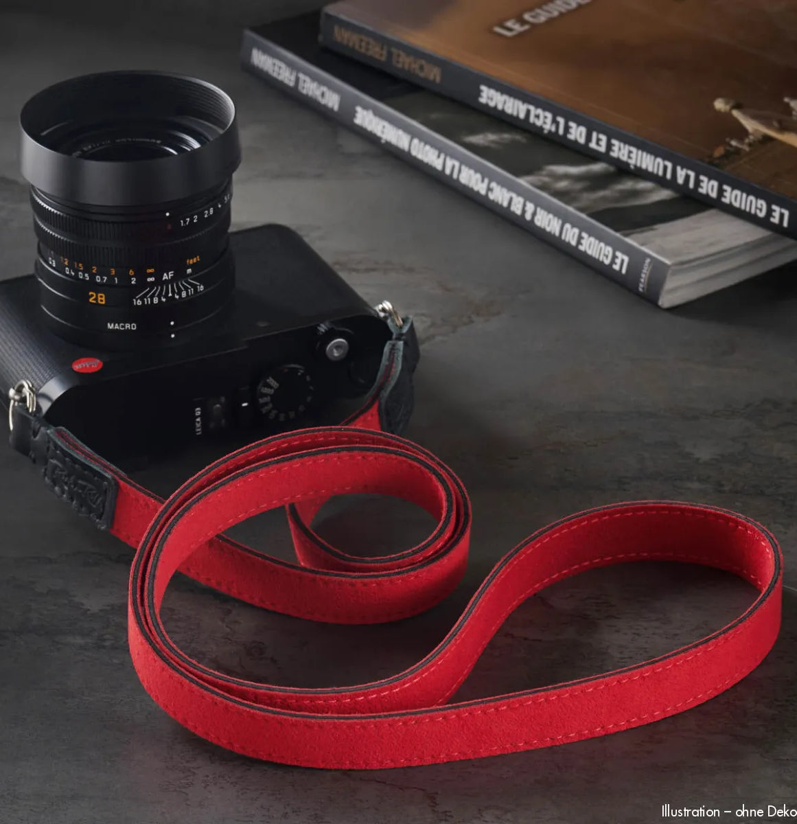 Rock n Roll Camera Straps And Bags Kameragurte | Alcantara Kameragurt von | Rot Schwarz 100cm | für Z.b. Leica Q2