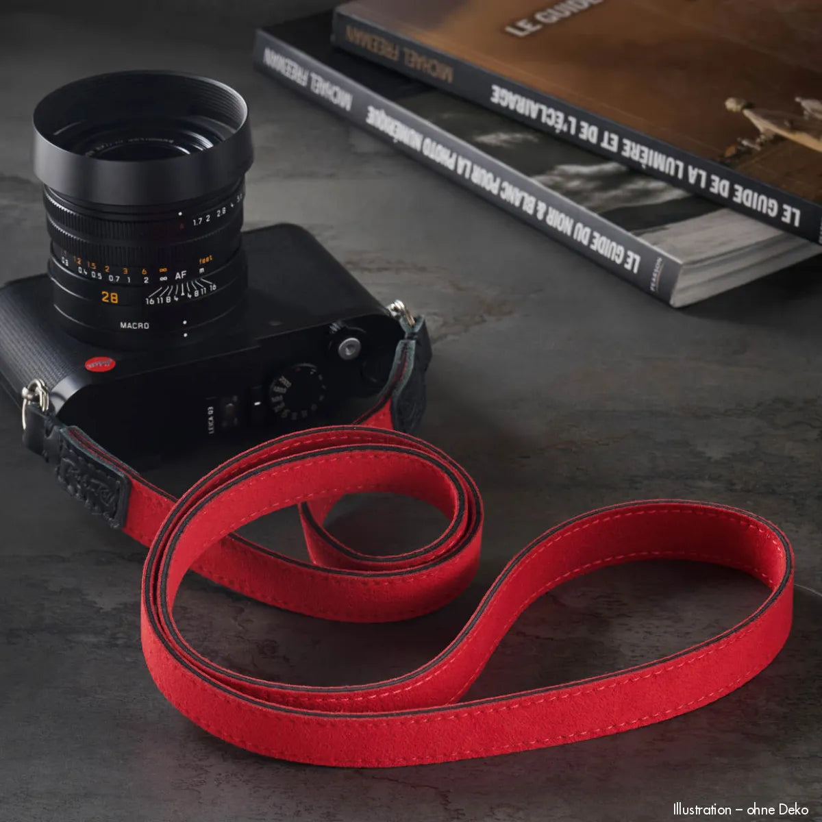Rock n Roll Camera Straps And Bags Kameragurte | Alcantara Kameragurt von | Rot Schwarz 100cm | für Z.b. Leica Q2