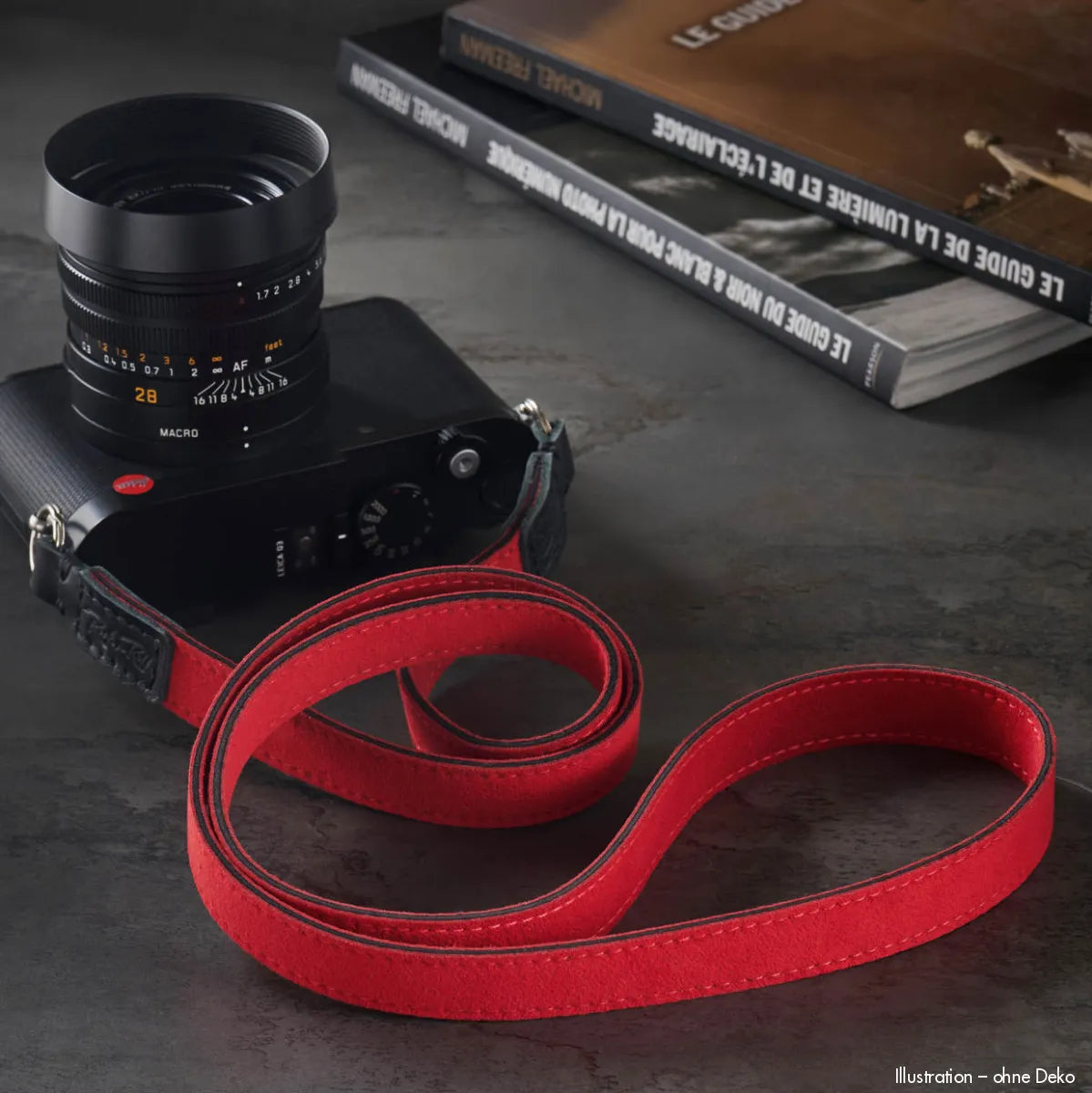 Rock n Roll Camera Straps And Bags Kameragurte | Alcantara Wildleder Kameragurt von | Rot Schwarz | Z.b. für Olympus Om d | 125cm