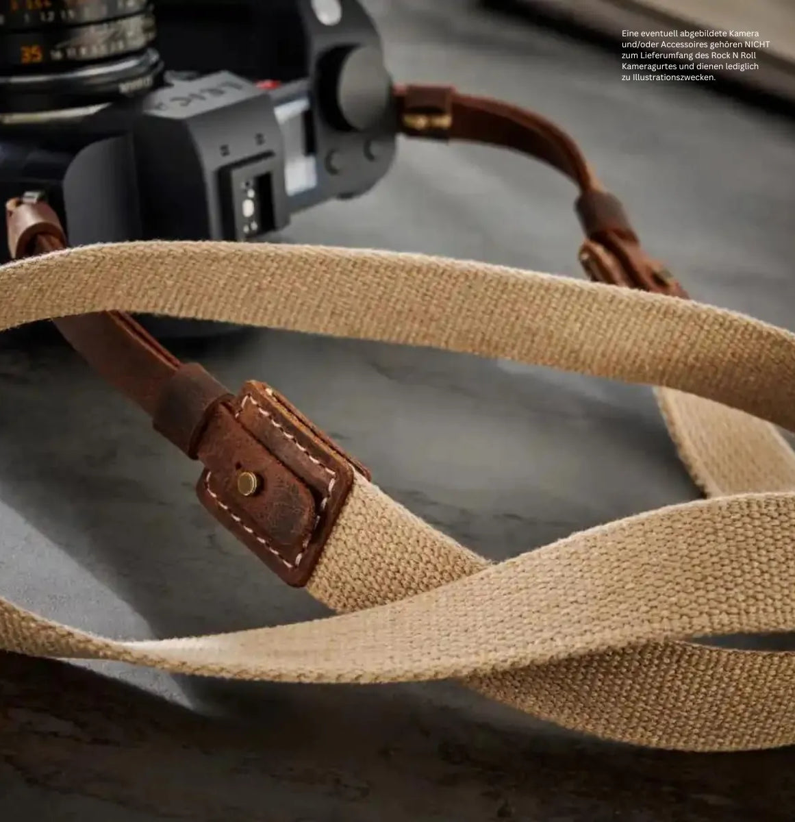 Rock n Roll Camera Straps And Bags Kameragurte | Kamera Schultergurt für Leica Sl2 | Baumwolle und Leder | Beige | Rock n Roll |l