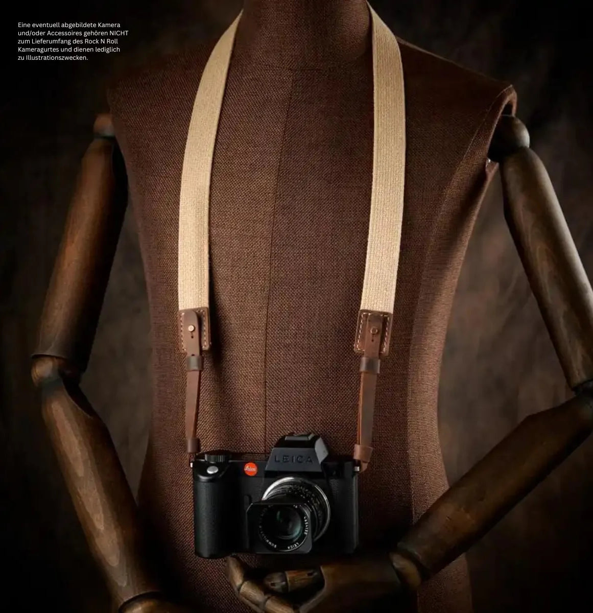 Rock n Roll Camera Straps And Bags Kameragurte | Kamera Schultergurt für Leica Sl2 | Baumwolle und Leder | Beige | Rock n Roll |l