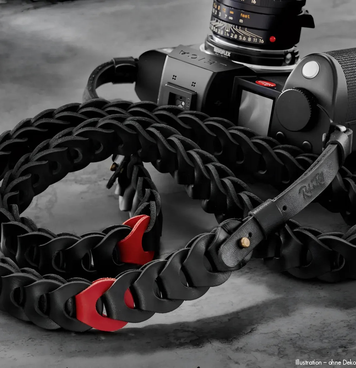 Rock n Roll Camera Straps And Bags Kameragurte | Kamera Tragegurt aus Leder in Schwarz Rot von Passend an Leica Sl2 Etc.| 100cm