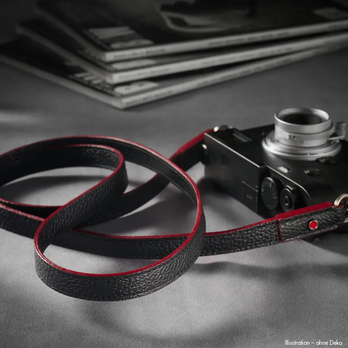 Rock n Roll Camera Straps And Bags Kamerazubehör Speziell für Leica | Kameragurt aus Leder in Schwarz Rot von | Z.b.für m Serie | 100cm