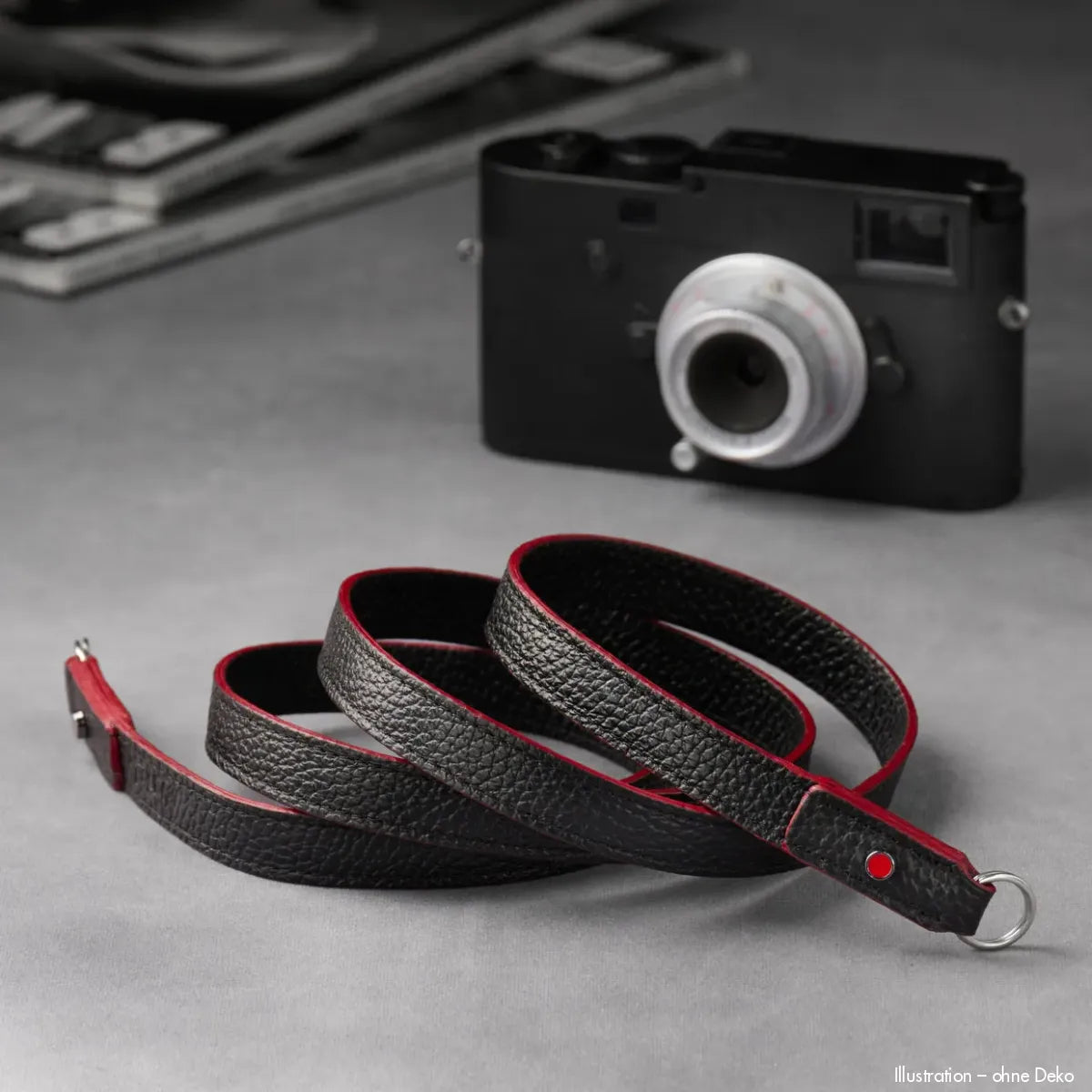 Rock n Roll Camera Straps And Bags Kamerazubehör Speziell für Leica | Kameragurt aus Leder in Schwarz Rot von | Z.b.für m Serie | 100cm