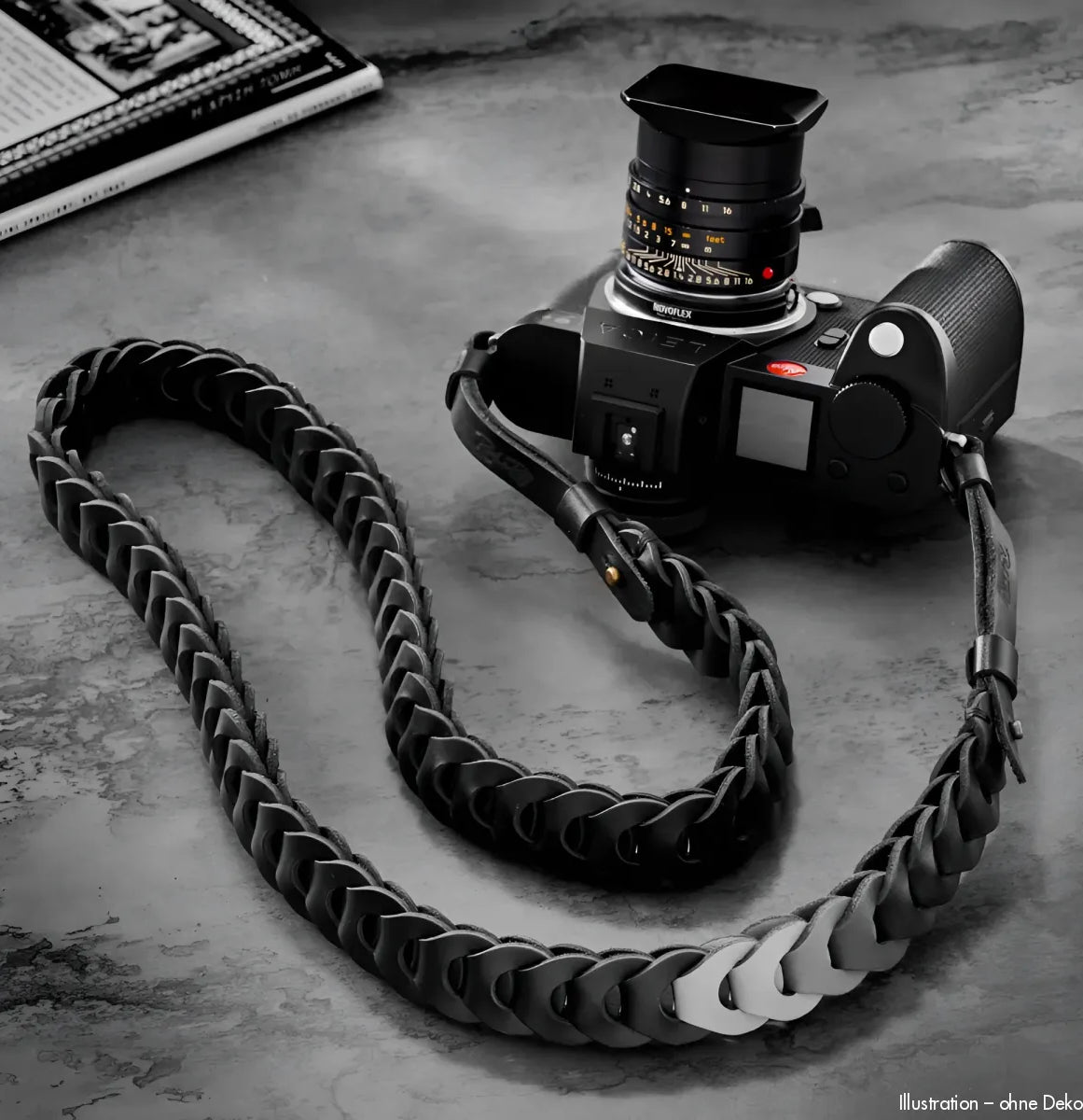 Rock n Roll Camera Straps And Bags Kameragurte | Kameragurt aus Leder | Schwarz Grau | von | Passend an Leica Sl3 Sl2 Etc. | 100cm
