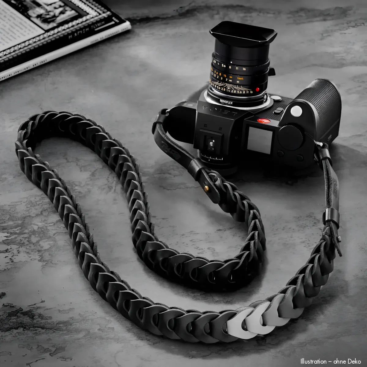 Rock n Roll Camera Straps And Bags Kameragurte | Kameragurt aus Leder | Schwarz Grau | von | Passend an Leica Sl3 Sl2 Etc. | 100cm