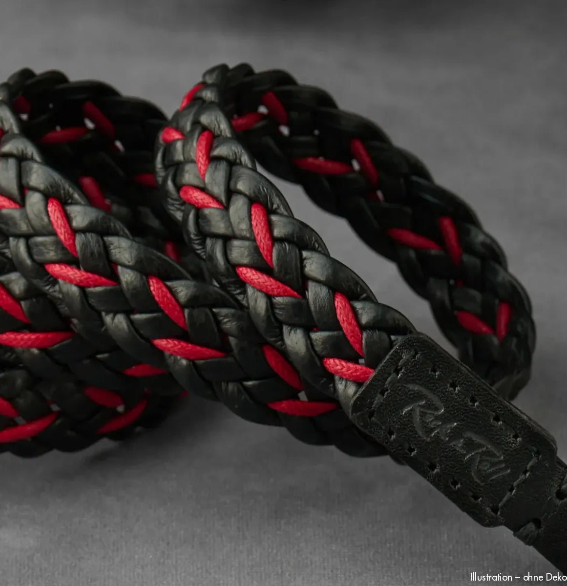 Rock n Roll Camera Straps And Bags Kamerazubehör in Schwarz und Rot | Kameragurt aus Leder Geflochten für Systemkameras n 125cm