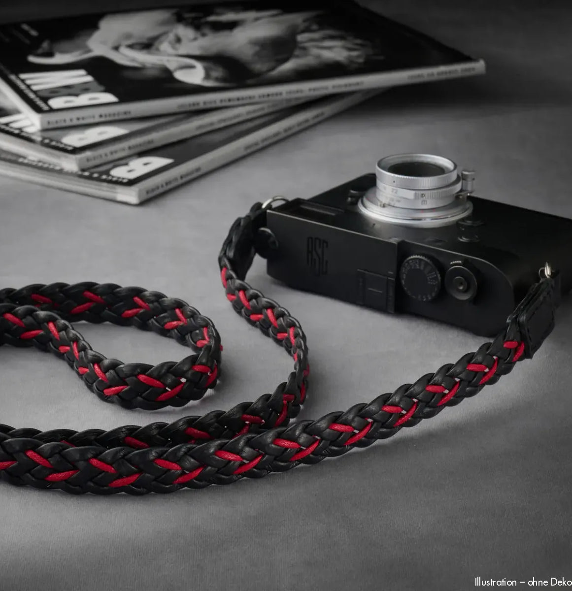 Rock n Roll Camera Straps And Bags Kamerazubehör in Schwarz und Rot | Kameragurt aus Leder Geflochten für Systemkameras n 125cm