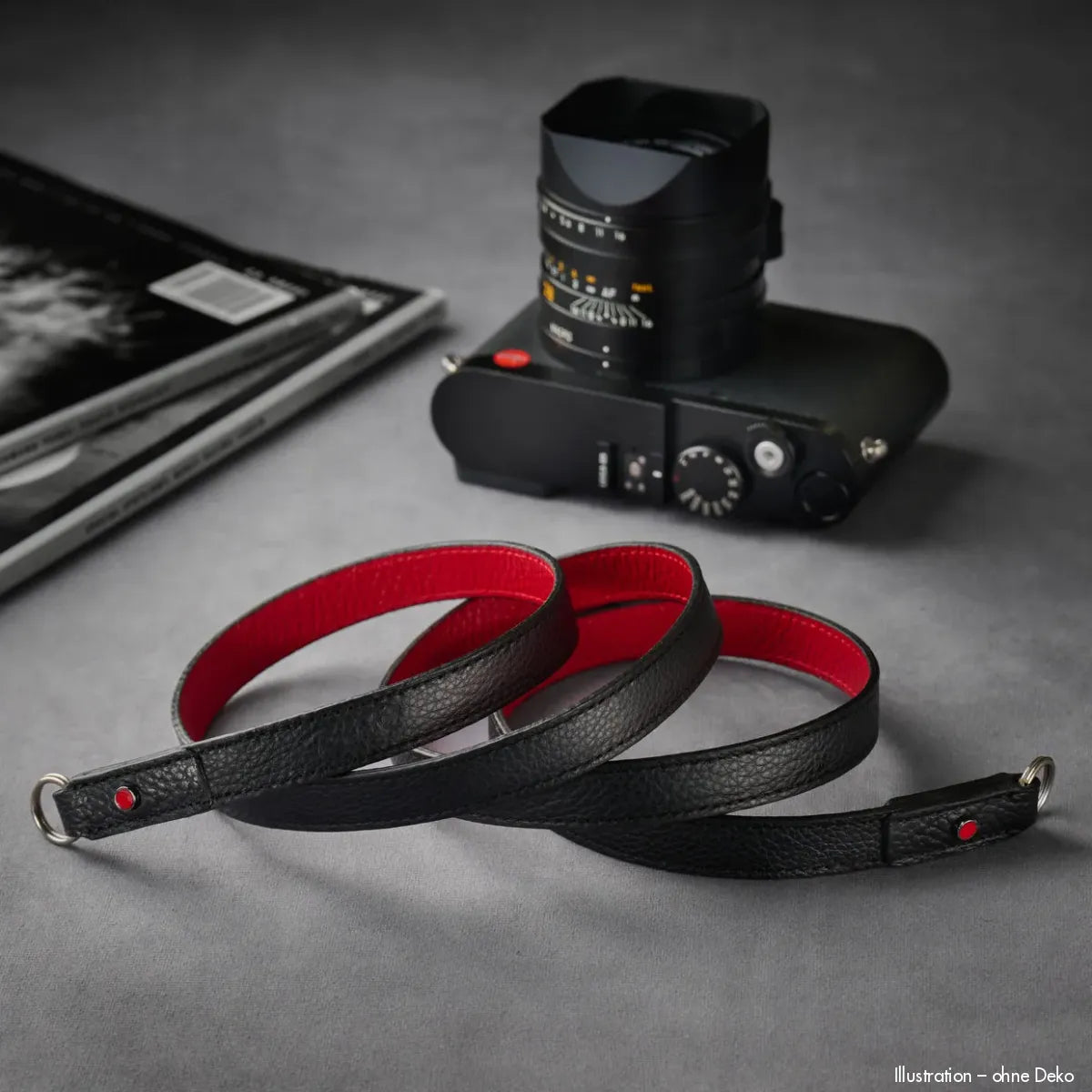 Rock n Roll Camera Straps And Bags Kamerazubehör Speziell für Fuji | Kameragurt aus Schwarz Rotem Leder von | Z.b.für Fujifilm x | 125cm