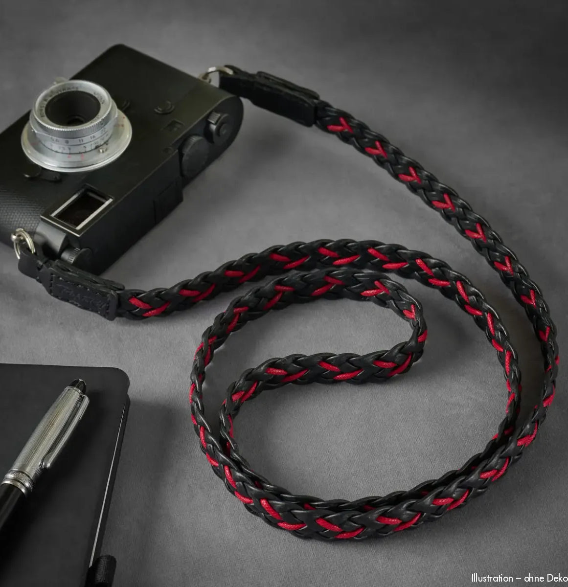 Rock n Roll Camera Straps And Bags Kamerazubehör Speziell für Leica | Kameragurt Leder Schwarz Rot 100cm | Geflochten | & Co.