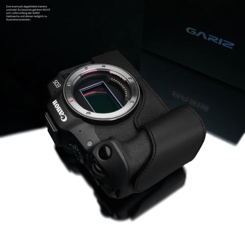Gariz Design Half Case Bereitschaftstasche | Canon - Leder - Schwarz | Kameratasche Für Canon Eos R8 & Eos Rp Vollformatkamera | Leder