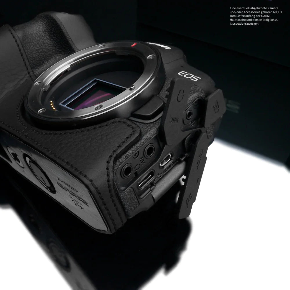 Gariz Design Half Case Bereitschaftstasche | Canon - Leder - Schwarz | Kameratasche Für Canon Eos R8 & Eos Rp Vollformatkamera | Leder