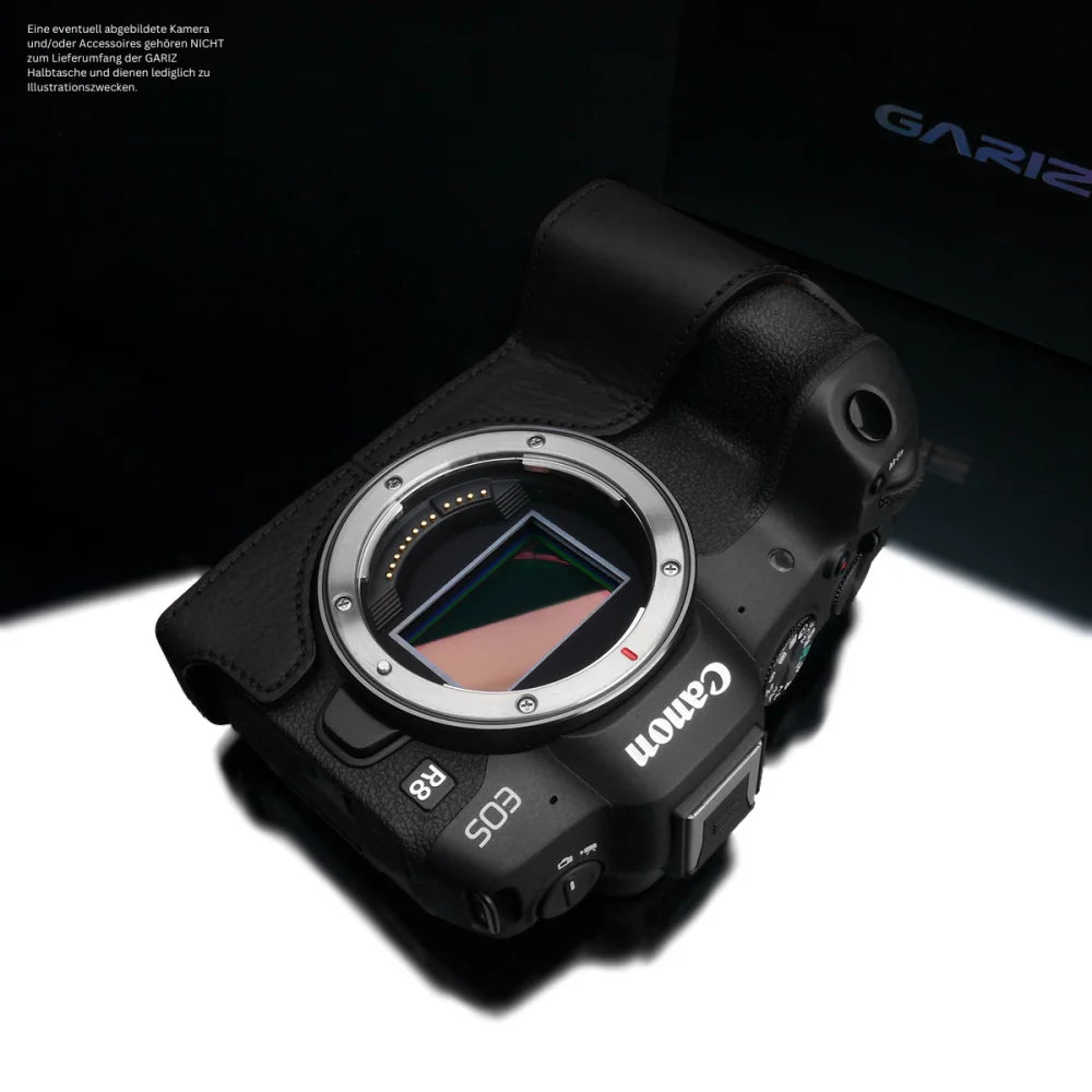 Gariz Design Half Case Bereitschaftstasche | Canon - Leder - Schwarz | Kameratasche Für Canon Eos R8 & Eos Rp Vollformatkamera | Leder