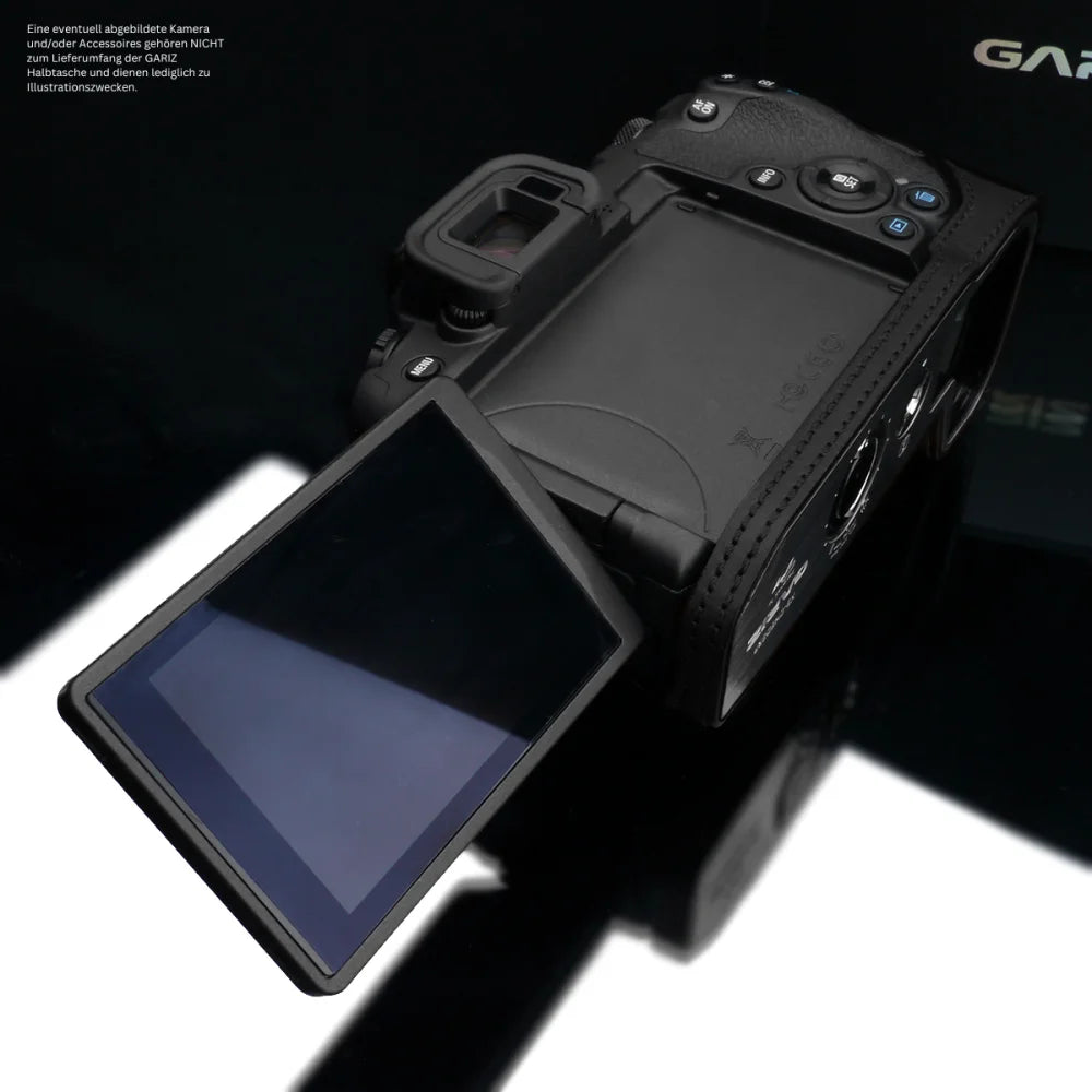Gariz Design Half Case Bereitschaftstasche | Canon - Leder - Schwarz | Kameratasche Für Canon Eos R8 & Eos Rp Vollformatkamera | Leder