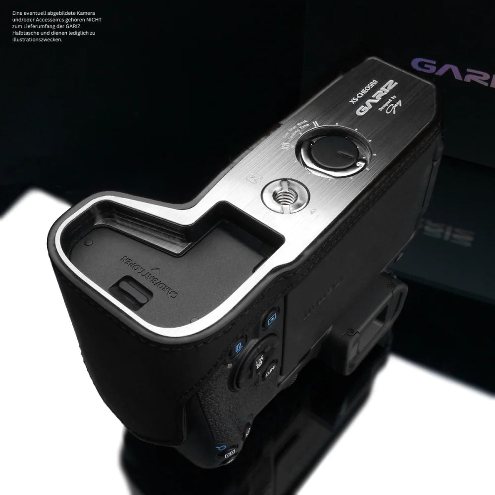 Gariz Design Half Case Bereitschaftstasche | Canon - Leder - Schwarz | Kameratasche Für Canon Eos R8 & Eos Rp Vollformatkamera | Leder