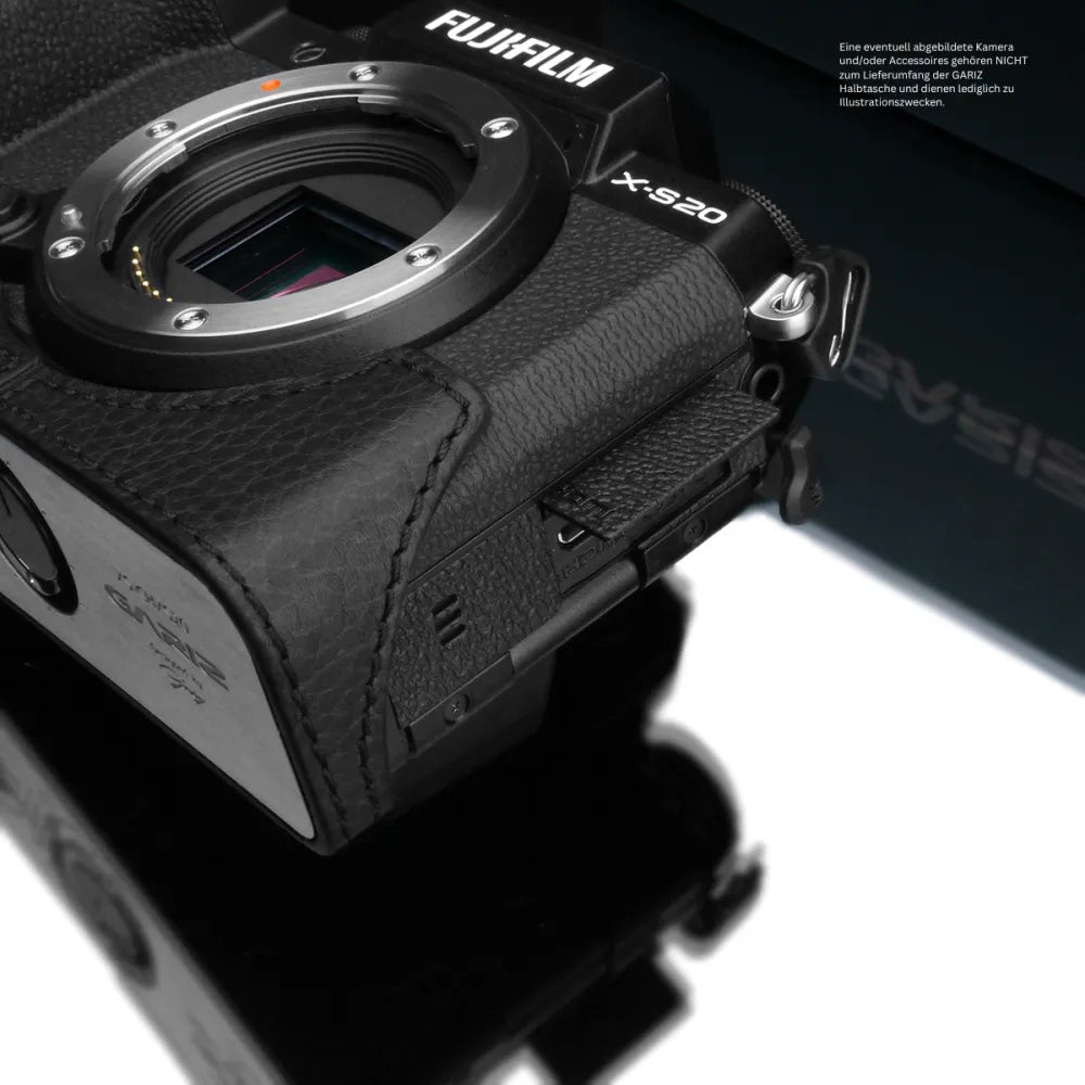 Gariz Design Half Case Bereitschaftstasche | Kameratasche Für Fujifilm X-s20 Von Gariz Design | Schwarzes Leder Aus Italien
