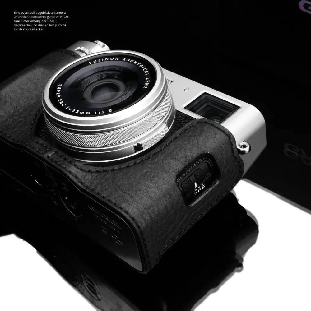 Gariz Design Half Case Bereitschaftstasche | Kameratasche Für Fujifilm X100vi | Italienisches Leder In Schwarz | Gariz Design