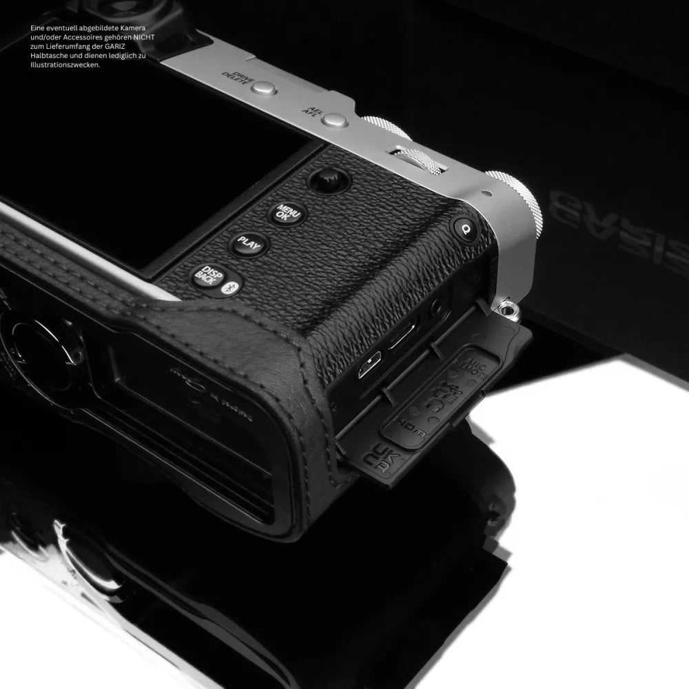 Gariz Design Half Case Bereitschaftstasche | Kameratasche Für Fujifilm X100vi | Italienisches Leder In Schwarz | Gariz Design