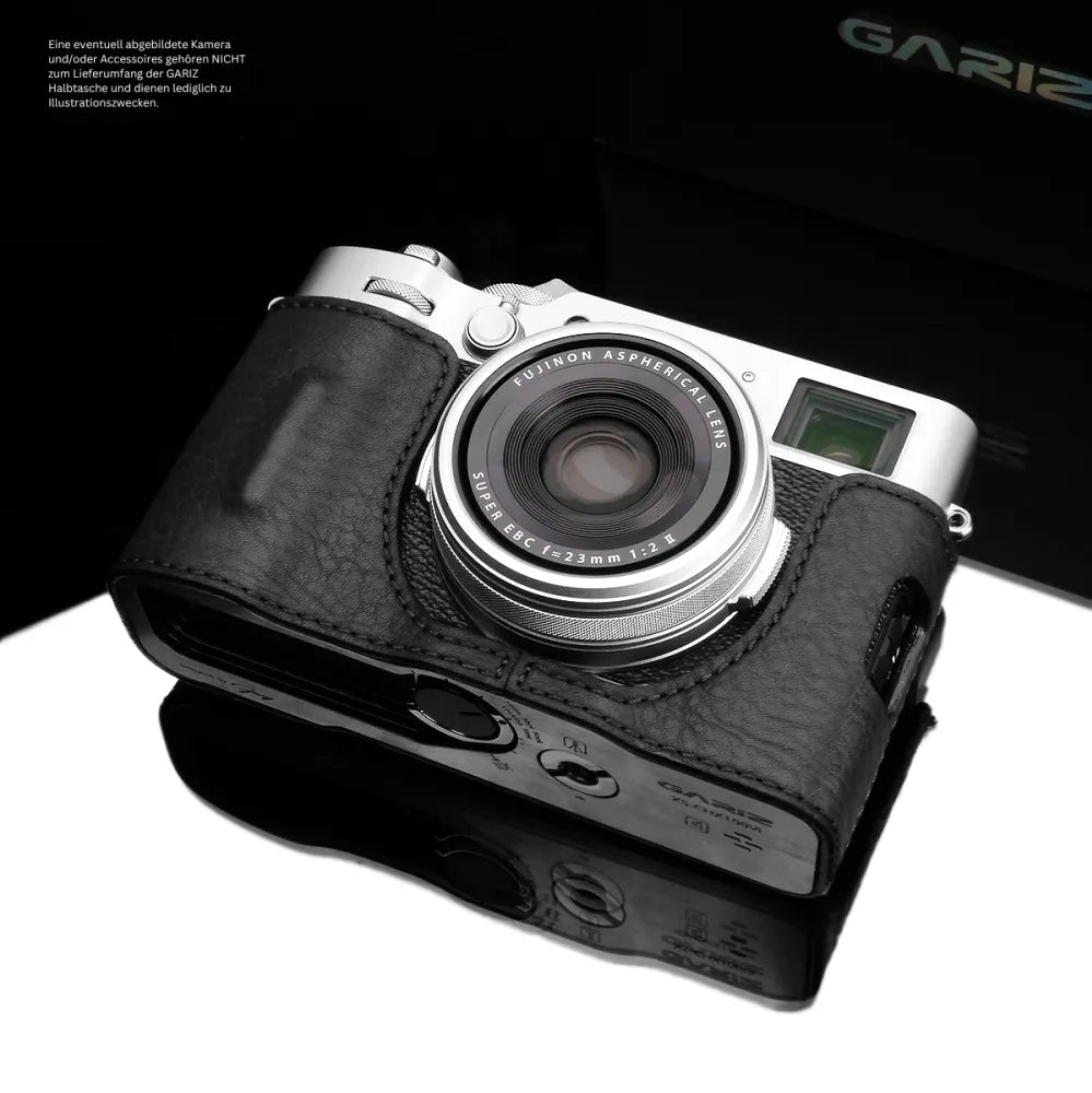 Gariz Design Half Case Bereitschaftstasche | Kameratasche Für Fujifilm X100vi | Italienisches Leder In Schwarz | Gariz Design