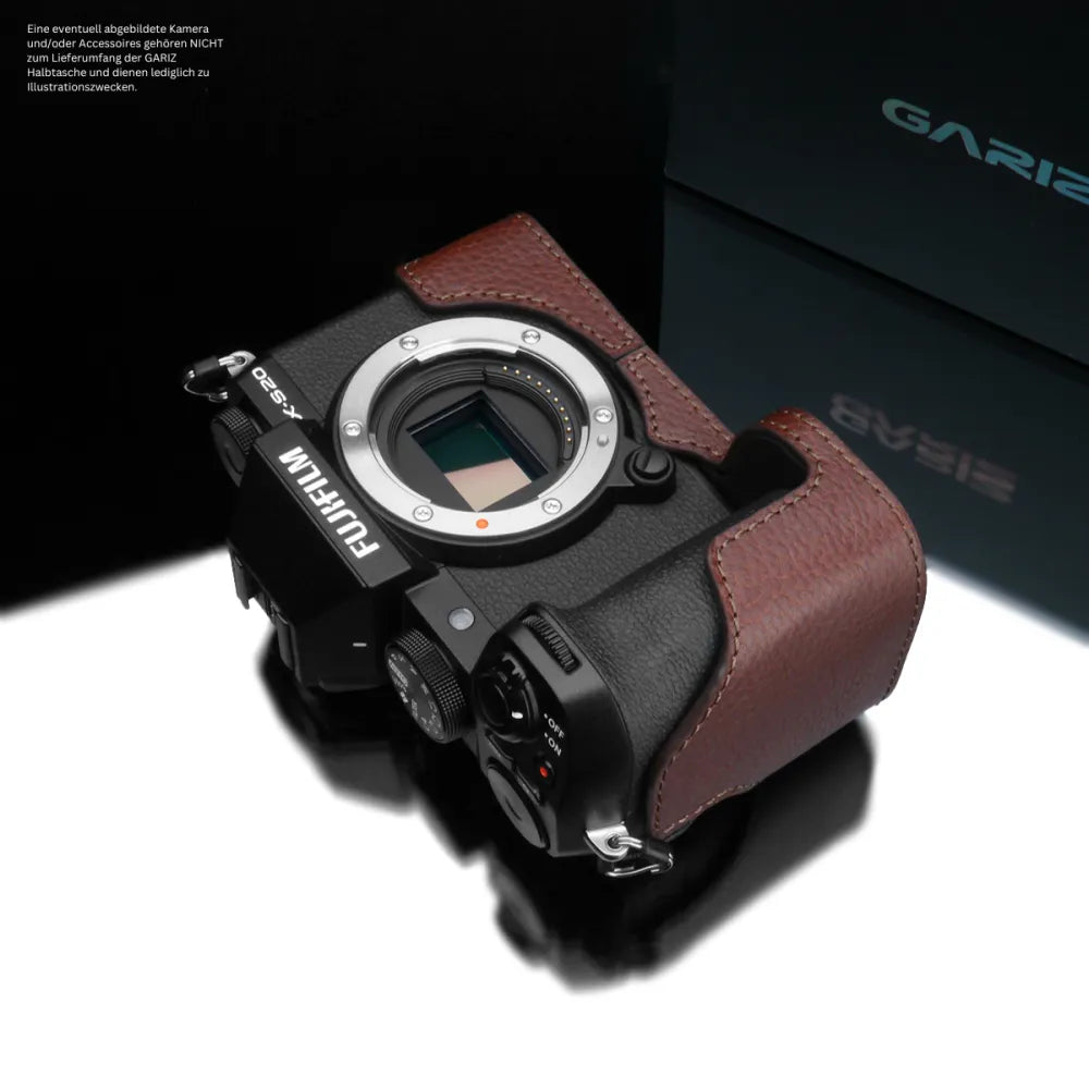 Gariz Design Half Case Bereitschaftstasche | Leder Fototasche Für Fuji X-s20 Aus Leder In Braun Von Gariz Design