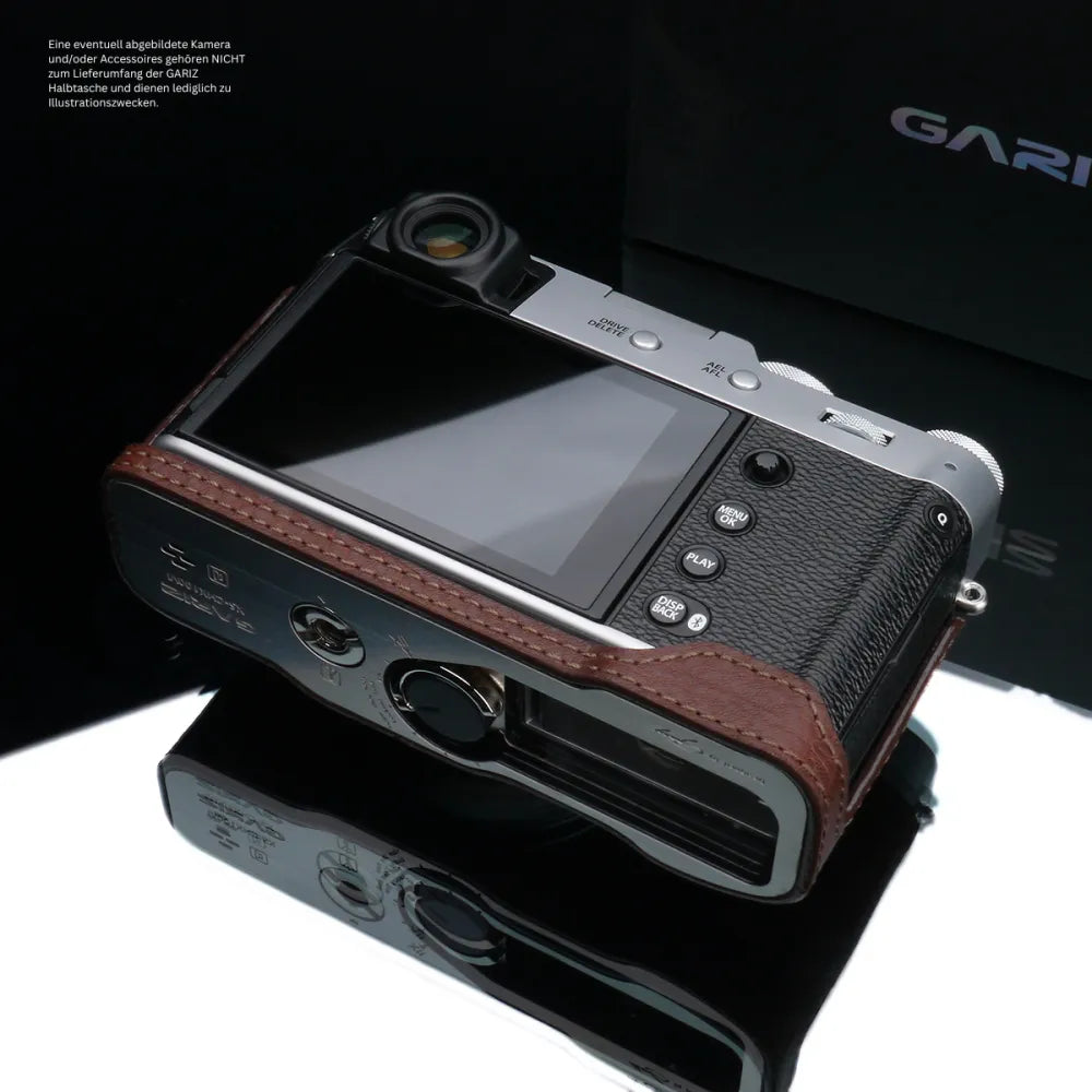 Gariz Design Half Case Bereitschaftstasche | Leder Fototasche Für Fuji X100vi In Dunkelbraun | Exklusives Design By Gariz
