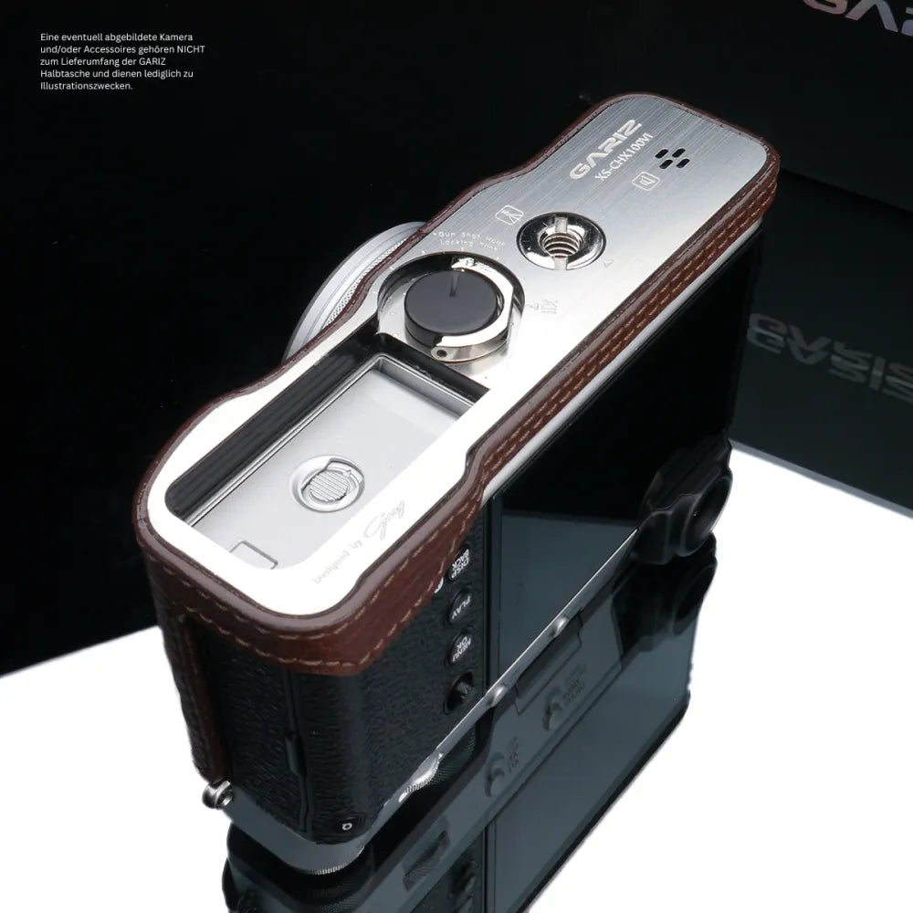 Gariz Design Half Case Bereitschaftstasche | Leder Fototasche Für Fuji X100vi In Dunkelbraun | Exklusives Design By Gariz