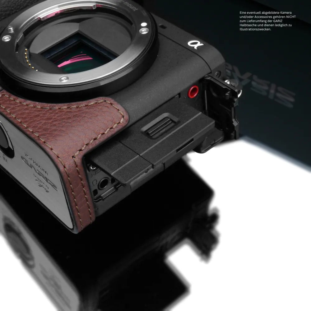 Gariz Design Half Case Bereitschaftstasche | Leder Fototasche Für Sony Alpha 6700 In Braun Von Gariz Design