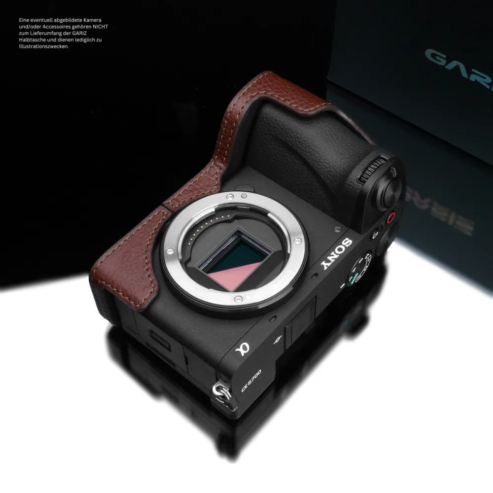 Gariz Design Half Case Bereitschaftstasche | Leder Fototasche Für Sony Alpha 6700 In Braun Von Gariz Design