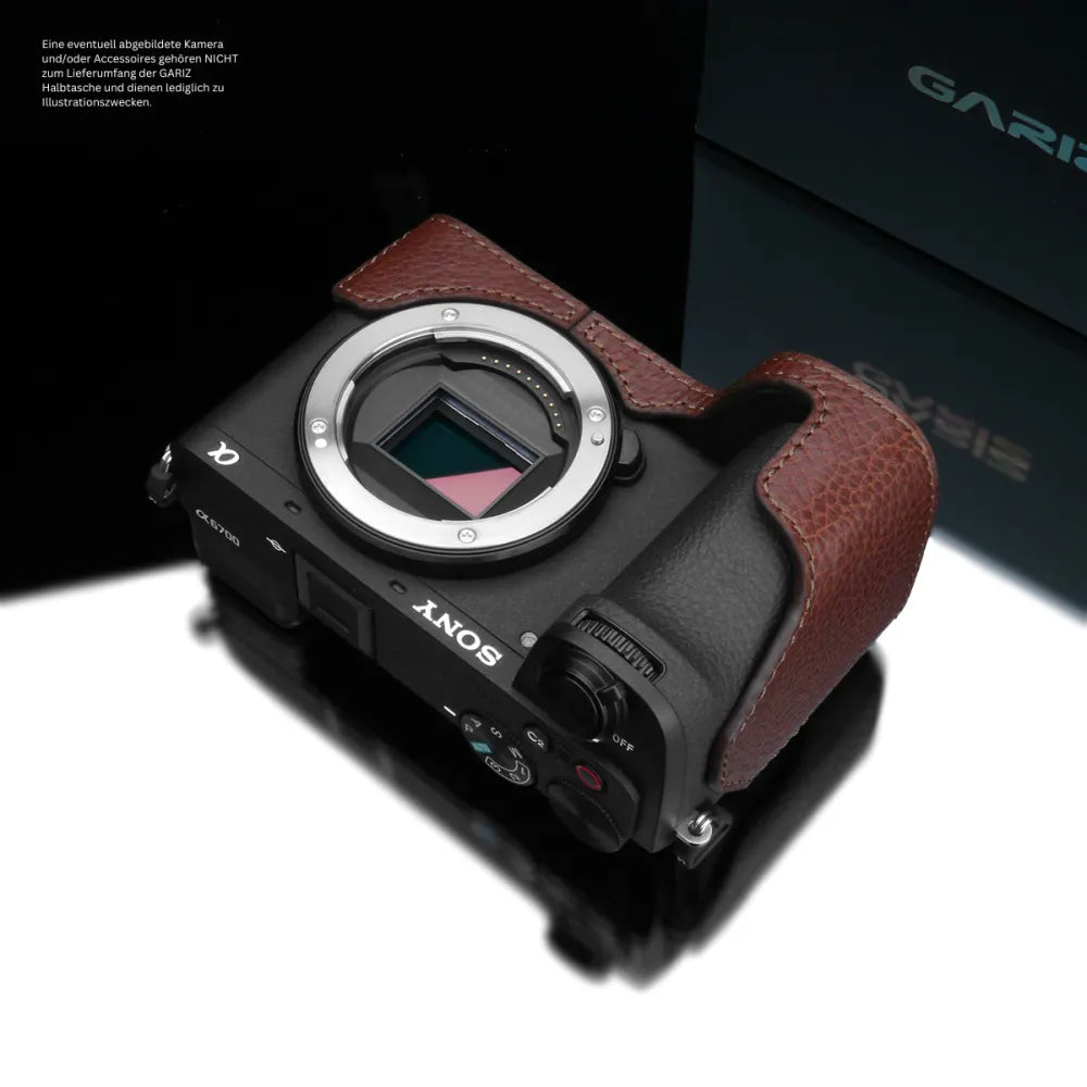 Gariz Design Half Case Bereitschaftstasche | Leder Fototasche Für Sony Alpha 6700 In Braun Von Gariz Design