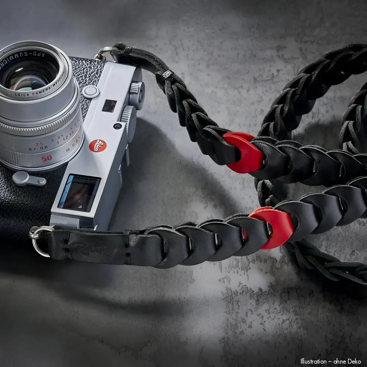 Rock n Roll Camera Straps And Bags Kameragurte | Leder Kamera Tragegurt Schwarz Rot von | Red Dot Edition | für Z.b. Leica Q3 | 100cm