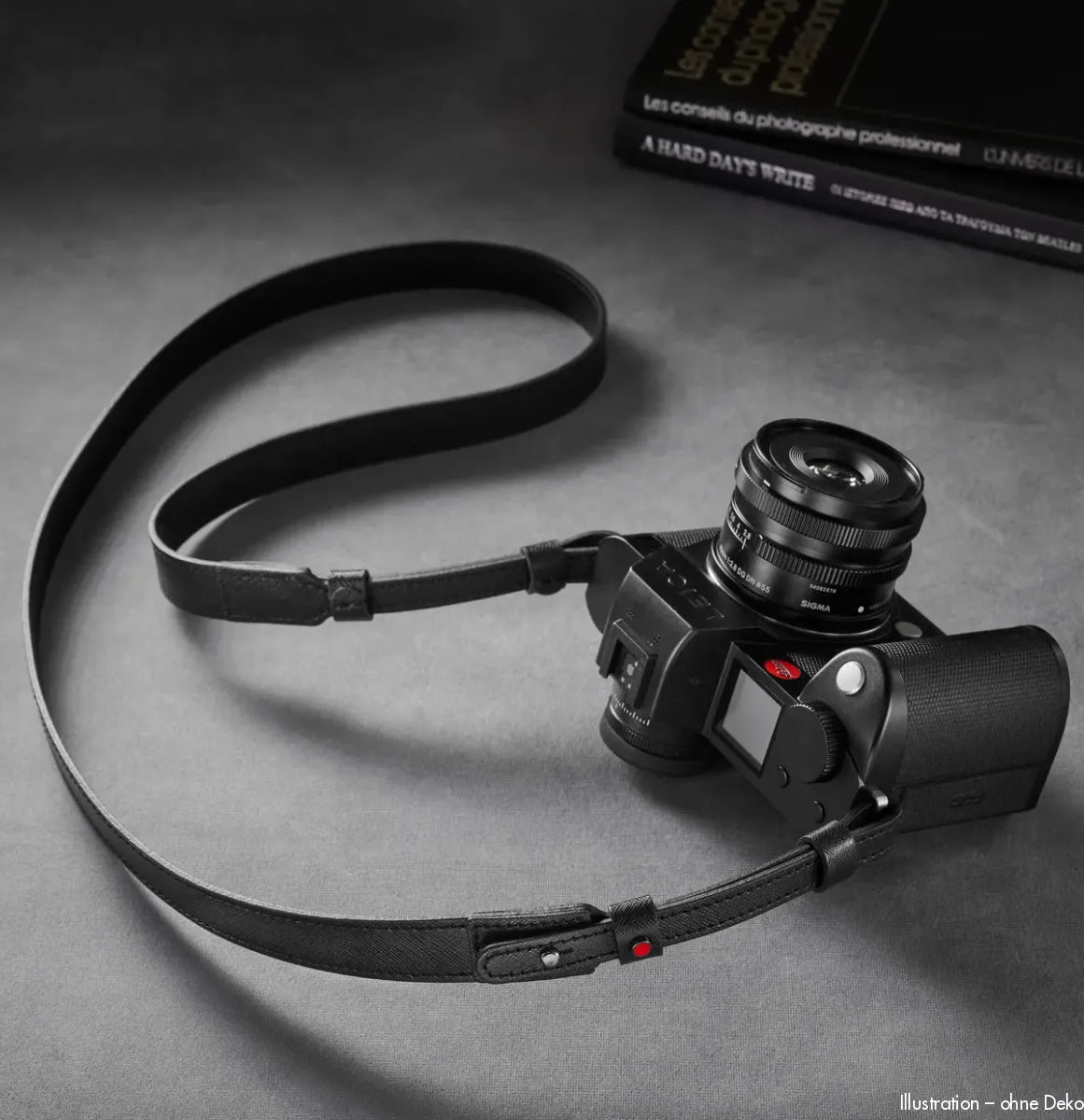 Rock n Roll Camera Straps And Bags Kameragurte | Leder Kameragurt in Saffiano Schwarz von Z.b.für Leica Sl2 | 100cm