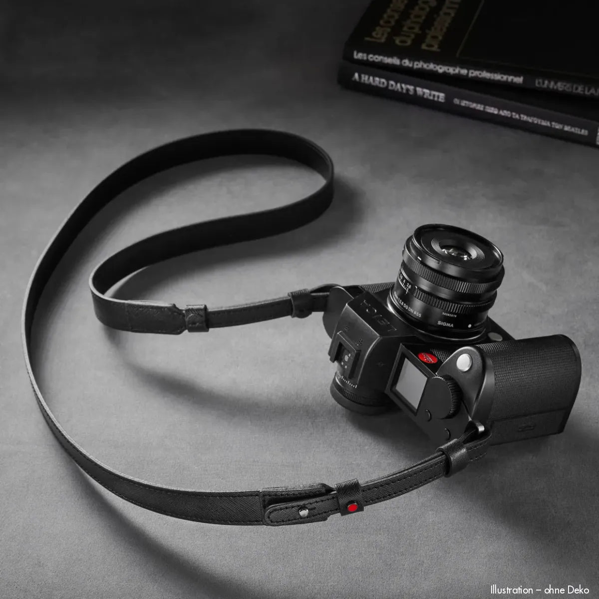 Rock n Roll Camera Straps And Bags Kameragurte | Leder Kameragurt in Saffiano Schwarz von Z.b.für Leica Sl2 | 100cm