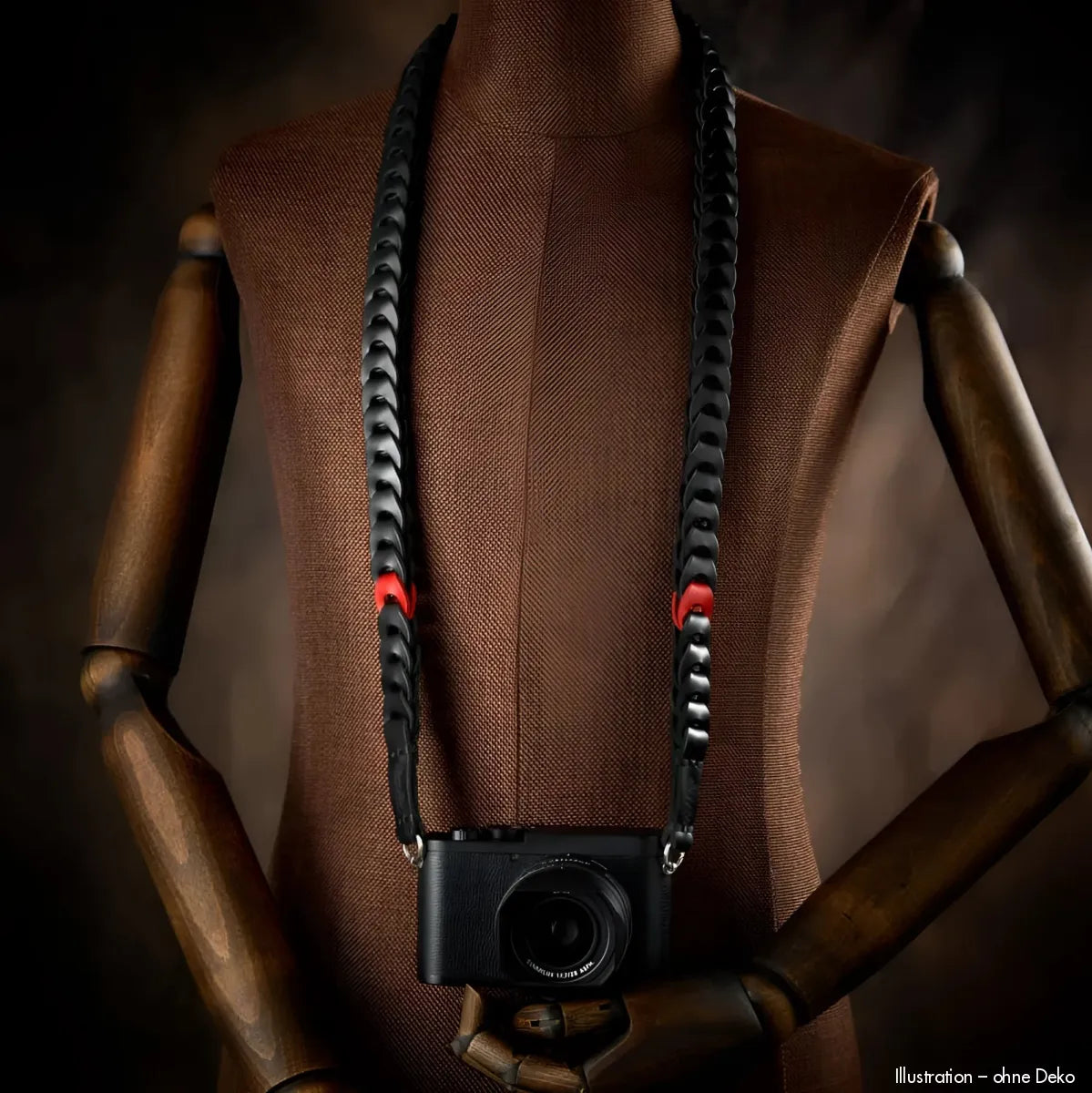 Rock n Roll Camera Straps And Bags Kameragurte | Leder Kameragurt in Schwarz Rot | für Z.b. Leica M10 | Special Edition | 125cm