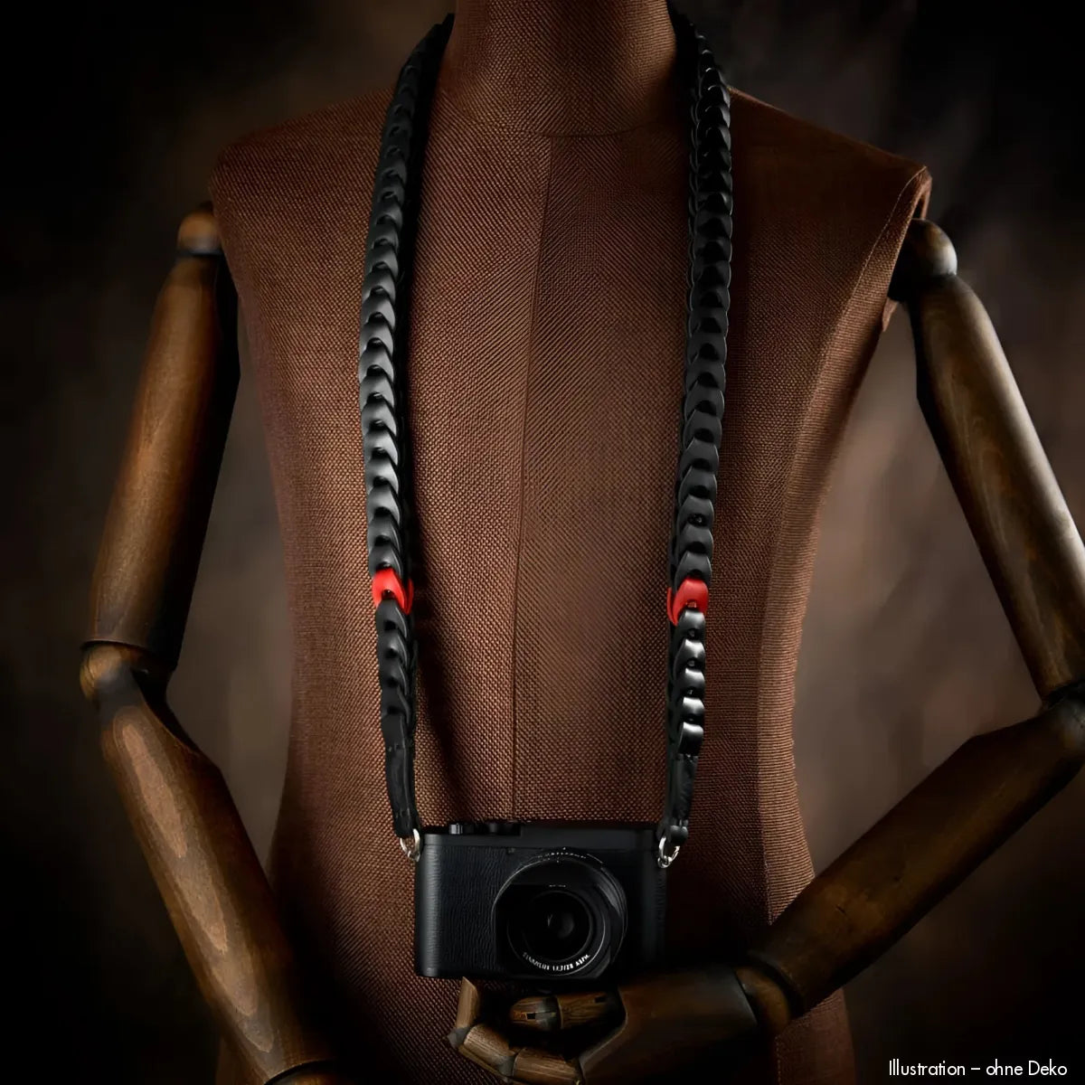 Rock n Roll Camera Straps And Bags Kameragurte | Leder Kameragurt in Schwarz Rot | für Z.b. Leica M10 | Special Edition | 125cm