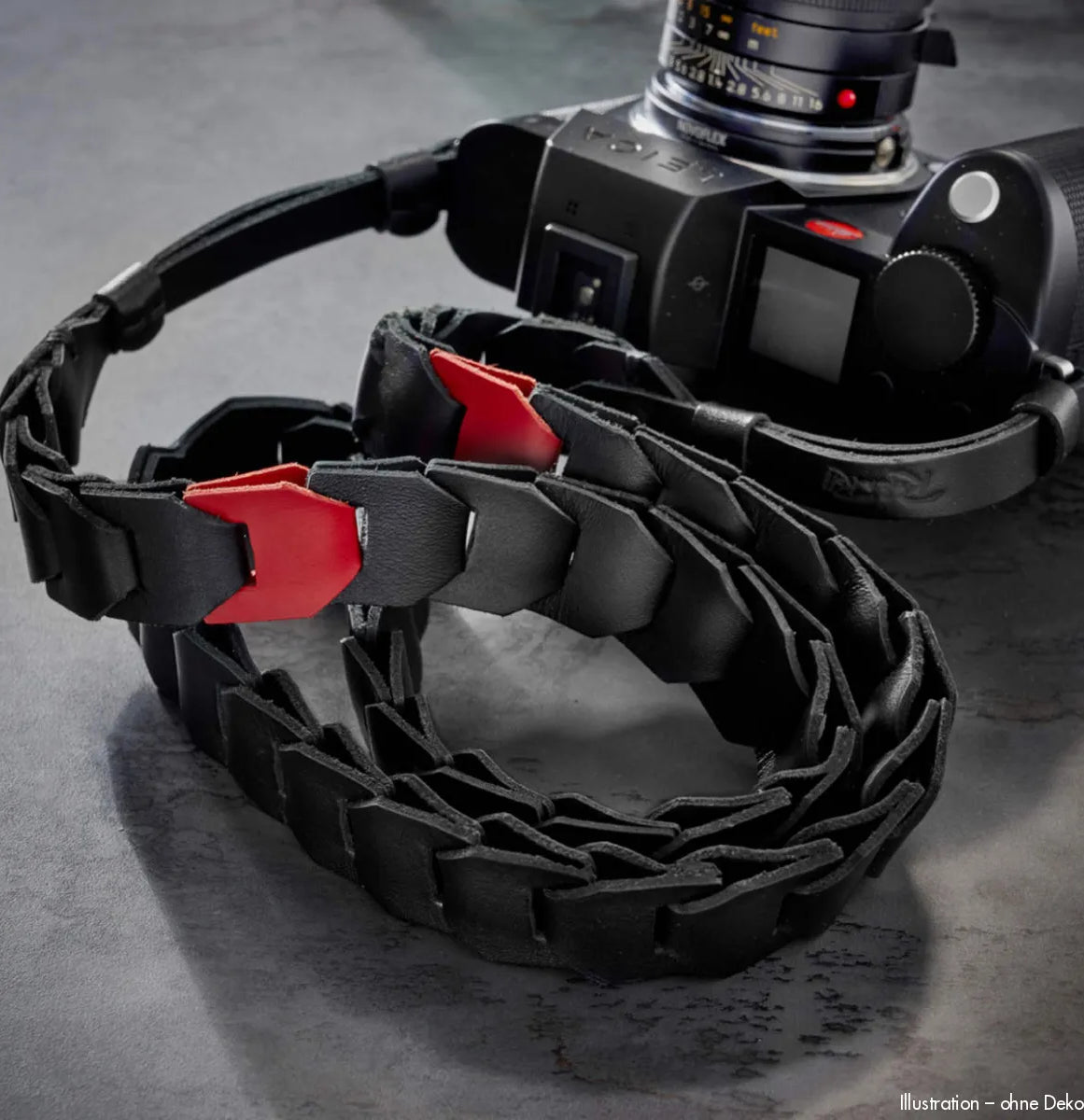 Rock n Roll Camera Straps And Bags Kameragurte | Leder-tragegurt für Kameras in Schwarz Rot von Leica Sl3-s Sl2-s Sl Usw. | 125cm