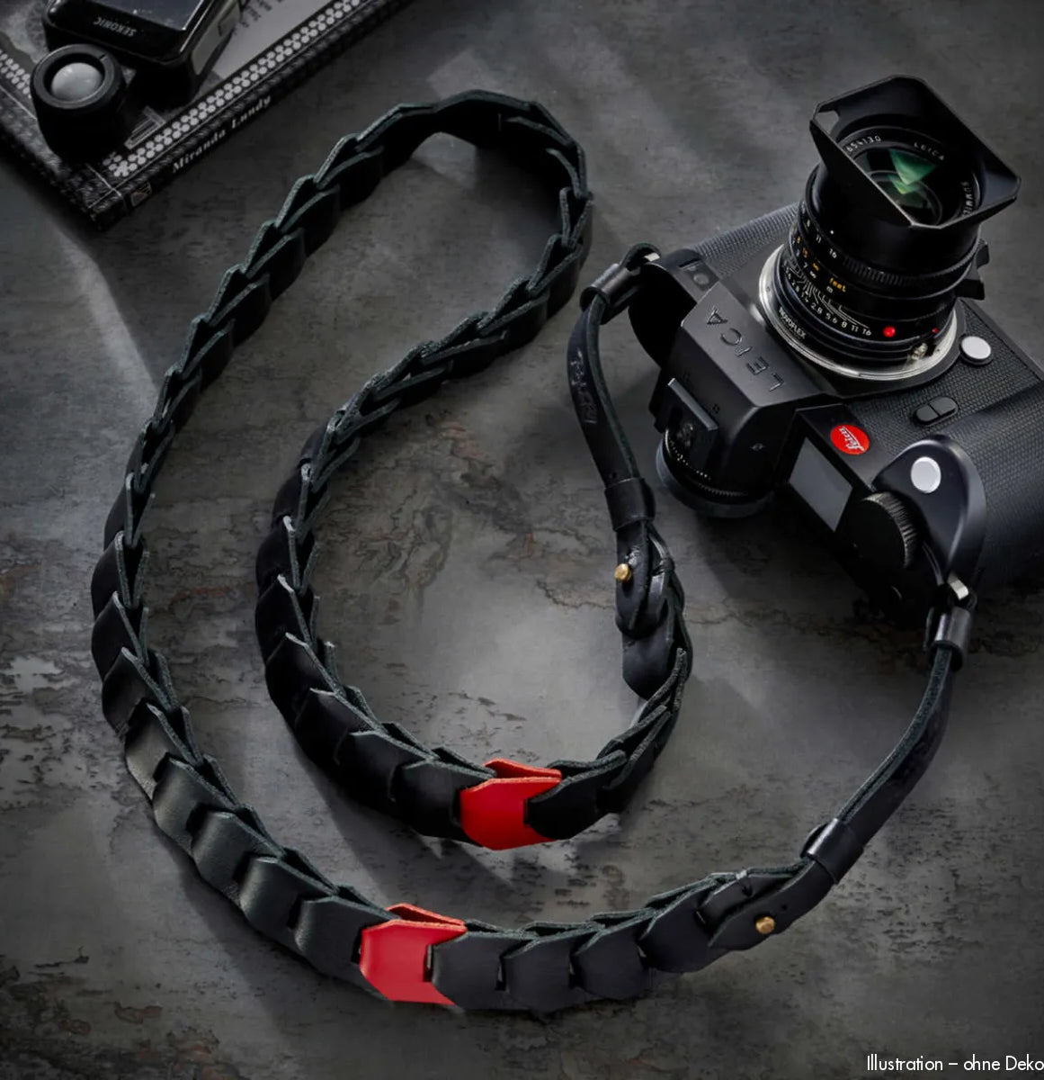 Rock n Roll Camera Straps And Bags Kameragurte | Leder-tragegurt für Kameras in Schwarz Rot von Leica Sl3-s Sl2-s Sl Usw. | 125cm