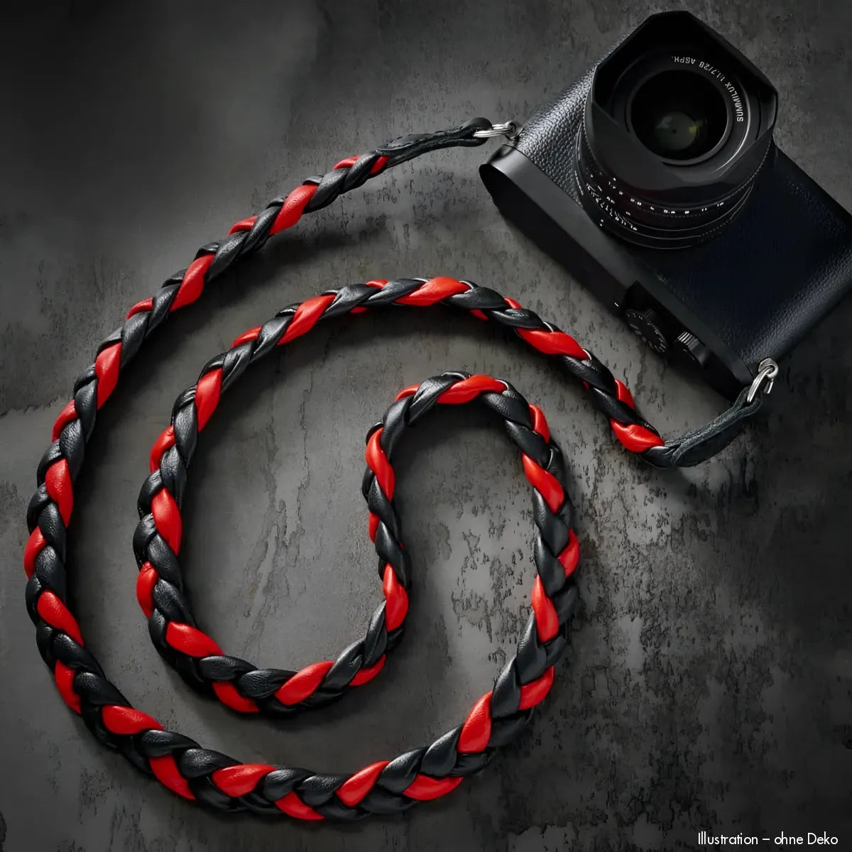 Rock n Roll Camera Straps And Bags Kameragurte | Nappaleder Kamera-gurt in Schwarz Rot von für Z.b. Leica M11 | 100cm