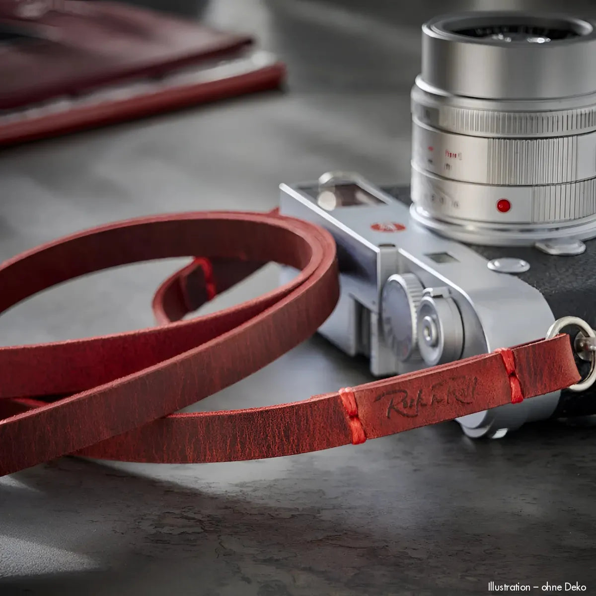 Rock n Roll Camera Straps And Bags Kameragurte | Schmaler Leder Schultergurt für Systemkameras in Vintage Rot | 100cm