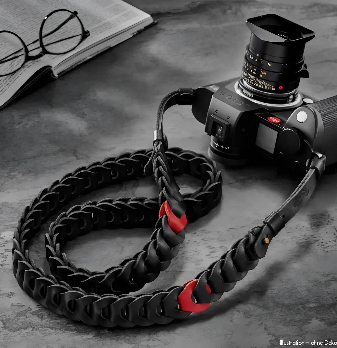 Rock n Roll Camera Straps And Bags Kameragurte | Schultergurt aus Leder in Schwarz Rot von für Leica Sl Sl3 s Kamera | 125cm