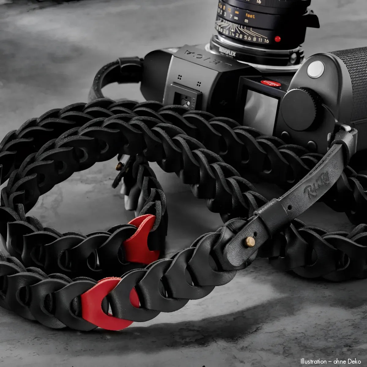 Rock n Roll Camera Straps And Bags Kameragurte | Schultergurt aus Leder in Schwarz Rot von für Leica Sl Sl3 s Kamera | 125cm