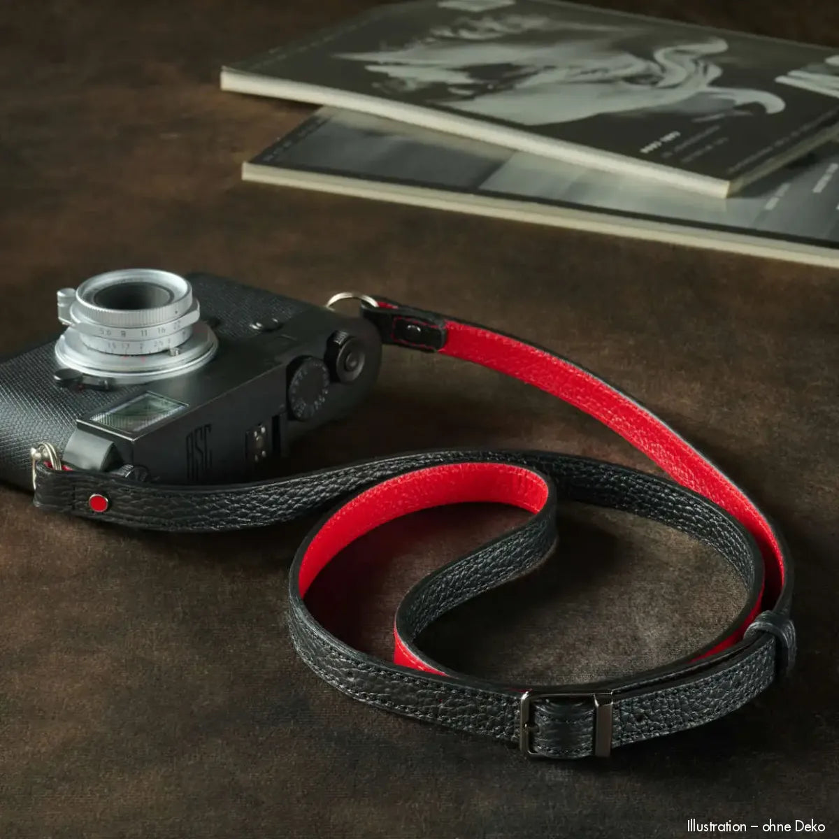 Rock n Roll Camera Straps And Bags Kamerazubehör Speziell für Leica | Schwarz Roter Kameragurt aus Leder von | Z.b.für m System | 107 120cm