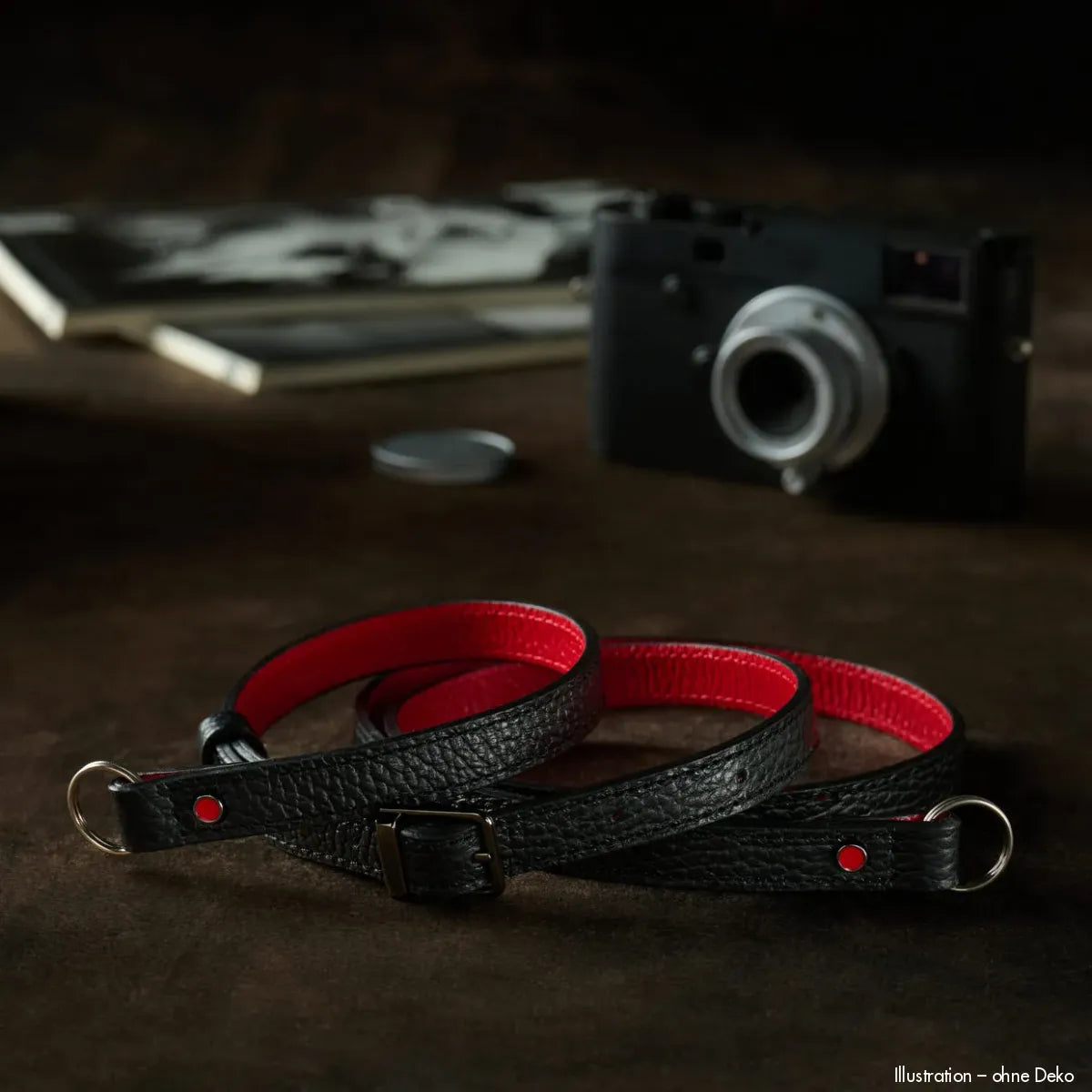 Rock n Roll Camera Straps And Bags Kamerazubehör Speziell für Leica | Schwarz Roter Kameragurt aus Leder von | Z.b.für m System | 107 120cm