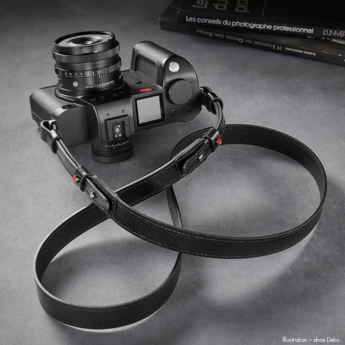 Rock n Roll Camera Straps And Bags Kameragurte | Schwarzer Leder Kameragurt | Edel Glänzend | Z.b.für Leica Sl3 | 125cm