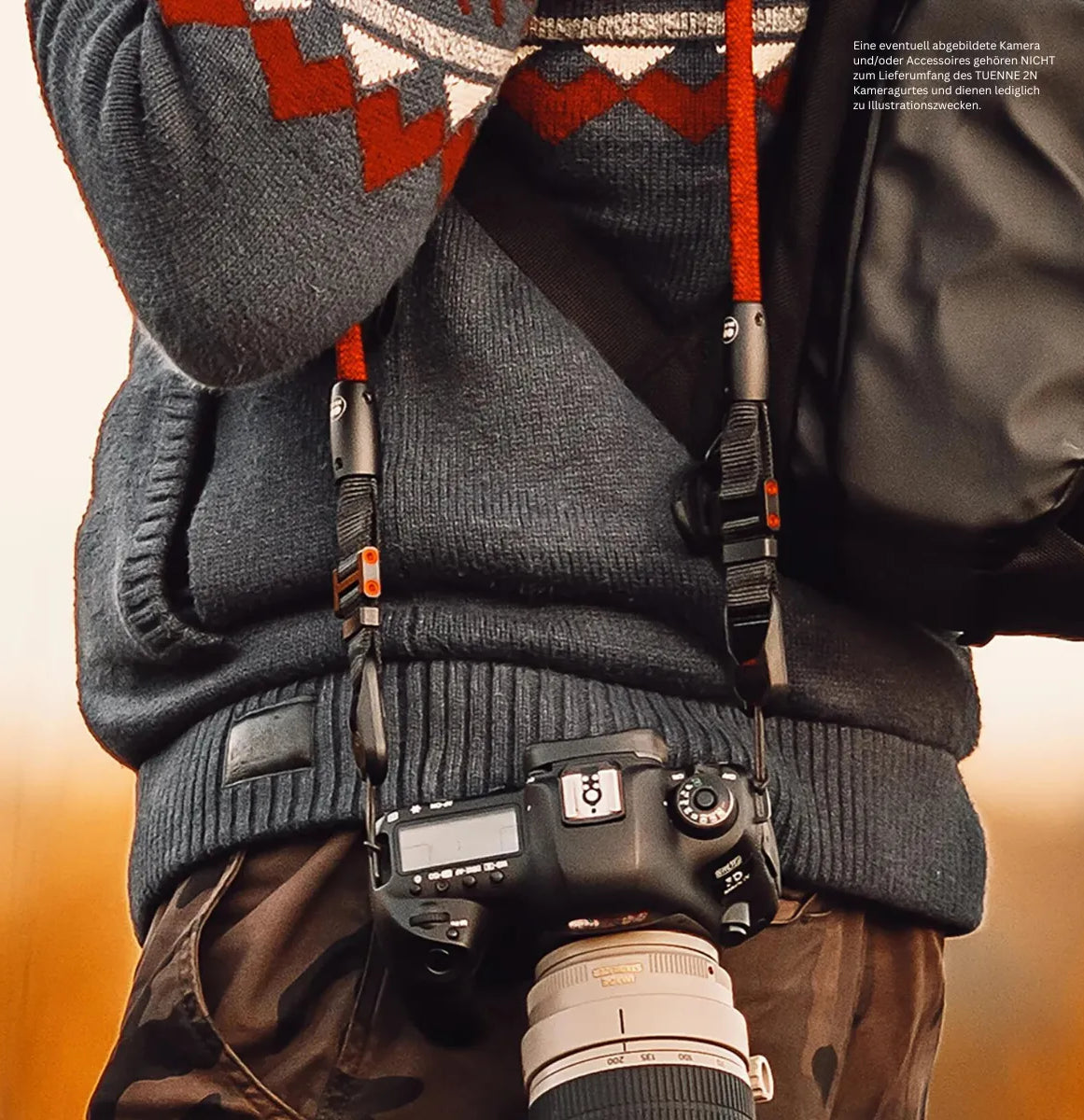 Tuenne Technical Outdoor Design Kameragurte | Tuenne Usa Kameragurt aus Seil für Peak Design Anchor Links in Rot | Gr.m