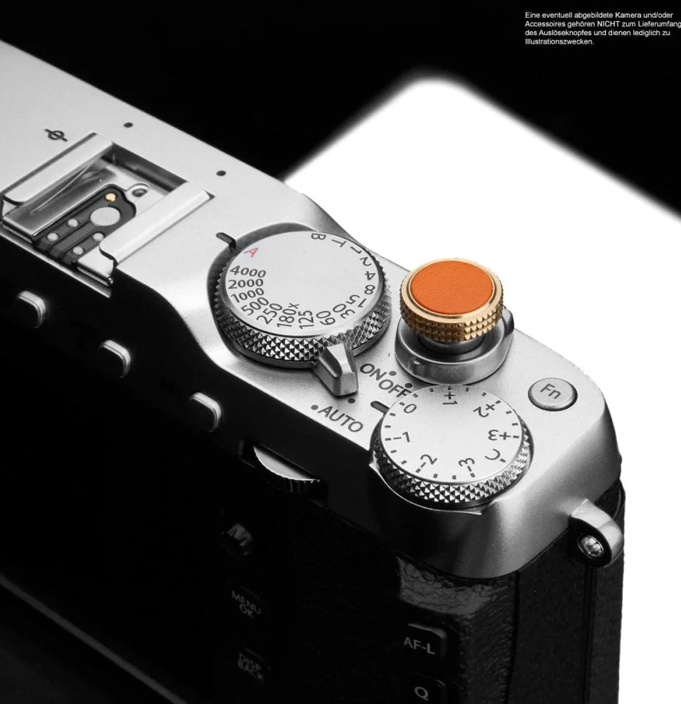 Auslöseknöpfe | Leder, Messing, Orange | Gariz Design | Auslöseknopf Von Gariz | Messing Und Leder | Orange | Für Fujifilm x Und Leica m